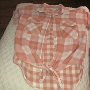 Pink and cream gingham check shirt